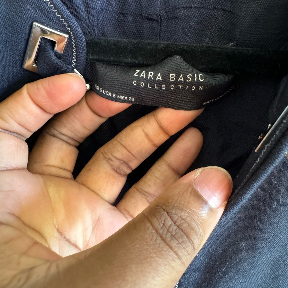 Zara Basic Small Blue Inner Polyester Long Vest - image 2